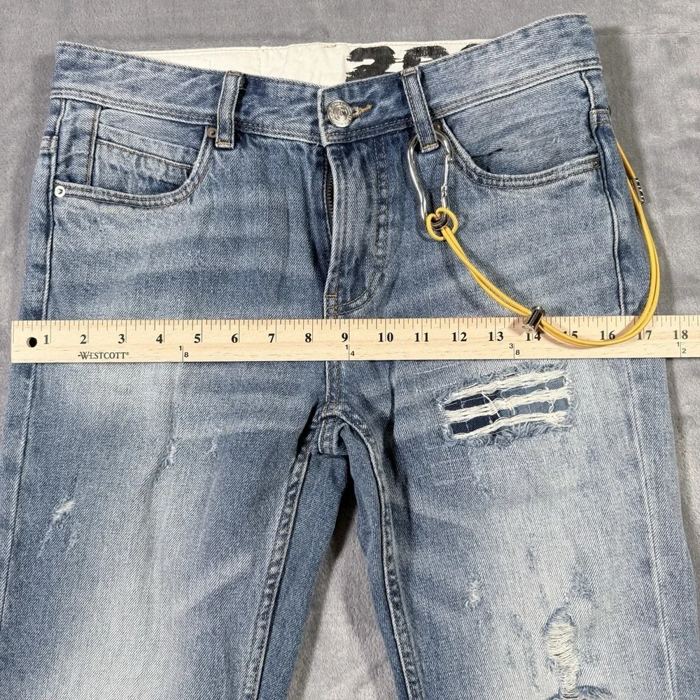 Cabbeen Distressed Jeans 28x27 Blue Denim Y2K Grunge Streetwear Taper FZT 81006